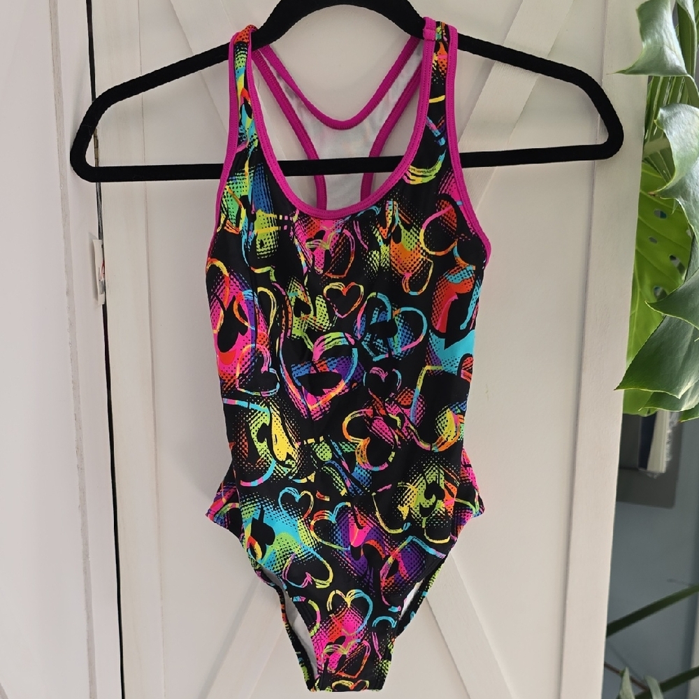 Speedo Kids Swim One Piece - Multicolor Heart Design 8-10